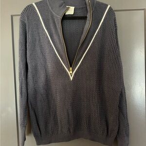 Varley Women’s Charcoal Half-Zip Sweater with White Trim